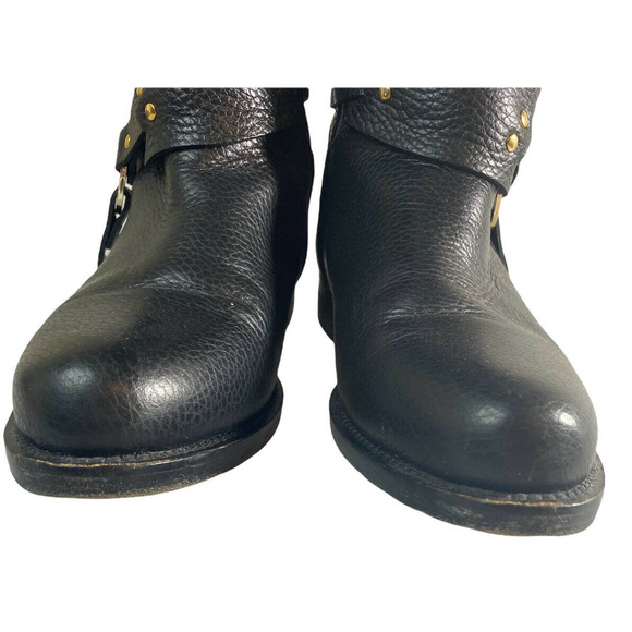 Versace Collection Black Leather Riding Boots Strap Gold Medusa Head 36 Size 5.5 - Picture 3 of 10